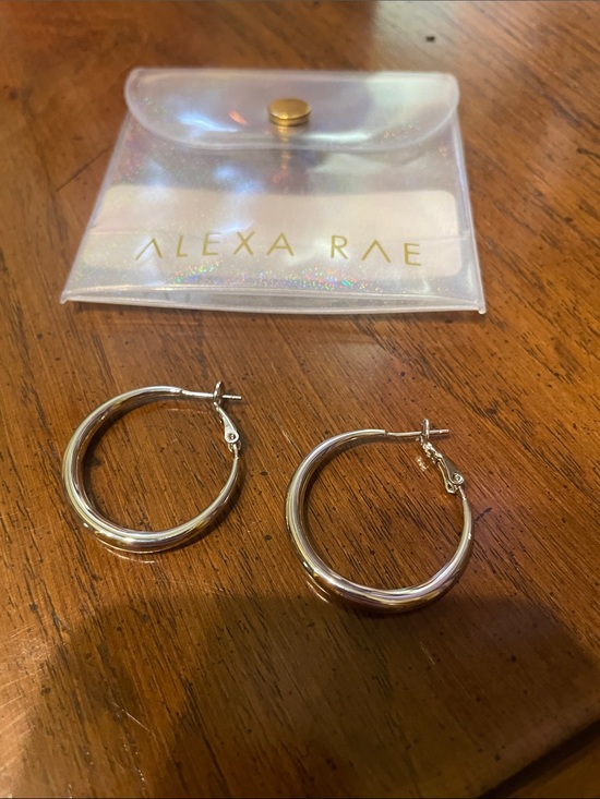 By Alexa Rae Jewelry - New in Pouch By Alexa Rae Vogue Shiny Silver Hoop Earrings